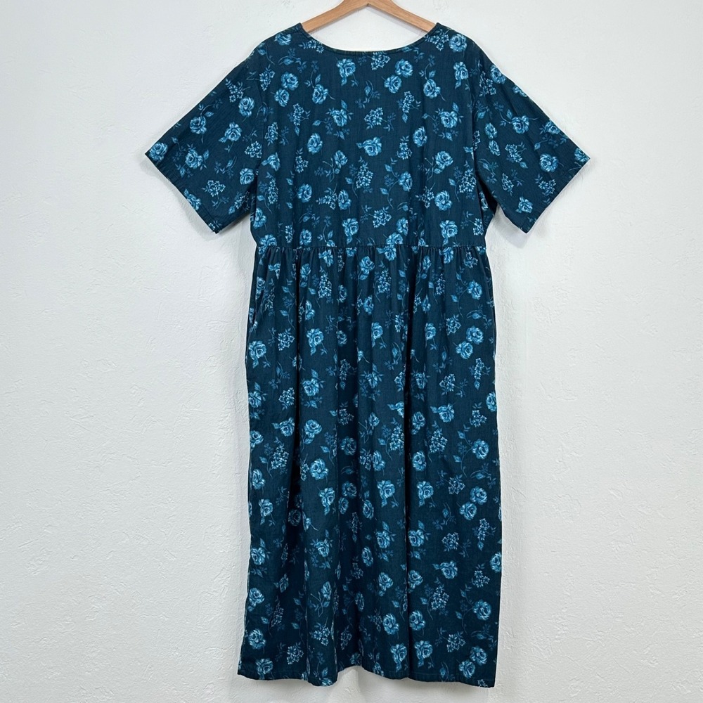 Vintage Cottagecore Prairie Midi Dress 22W Floral Pinwale Corduroy 100% Cotton - Picture 5 of 8